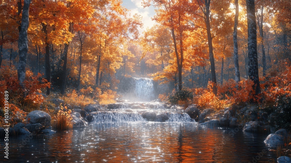 Golden Light Dances Across Autumn Woodland Waters Golden Light Dances Across Autumn Woodland Waters