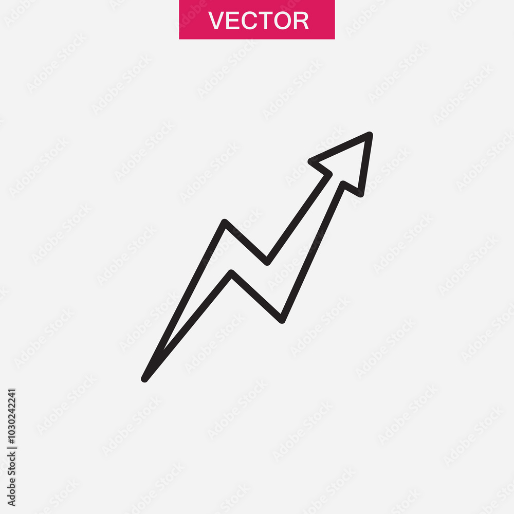 Zig-Zag up arrow icon, grow up arrow icon vector flat simple linear illustration for web and app..eps Zig-Zag up arrow icon, grow up arrow icon vector flat simple linear illustration for web and app..eps