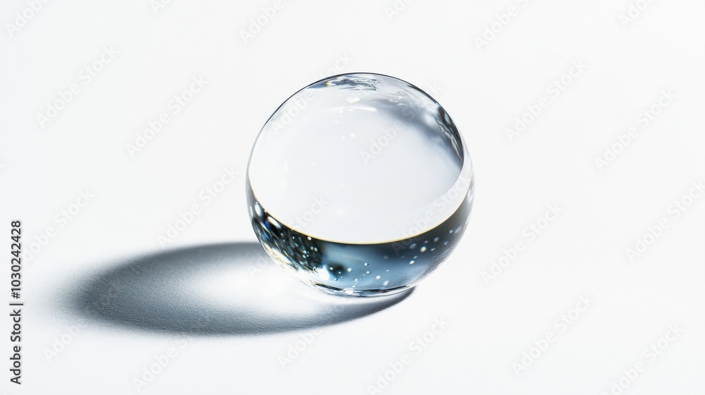 Glass Sphere Casting Shadow on White Background Glass Sphere Casting Shadow on White Background