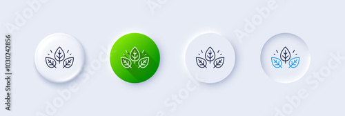 Organic tested line icon. Neumorphic, Green gradient, 3d pin buttons. Bio cosmetics sign. Fair trade symbol. Line icons. Neumorphic buttons with outline signs. Vector