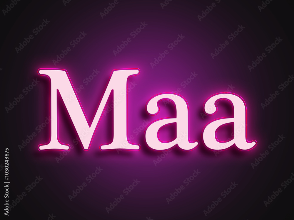 Pink glowing Neon light text effect of Hindi word Maa. Pink glowing Neon light text effect of Hindi word Maa.