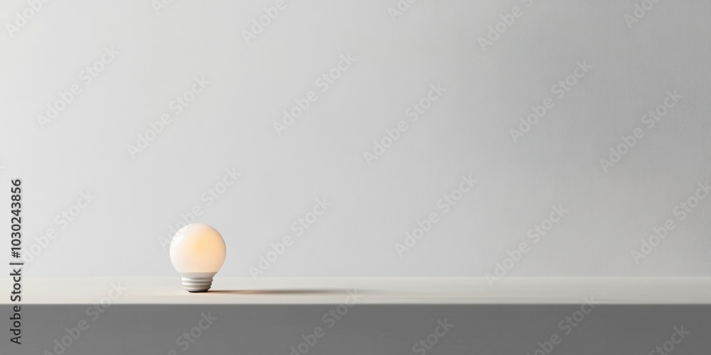 Single White Light Bulb in a Minimalist Setting Single White Light Bulb in a Minimalist Setting