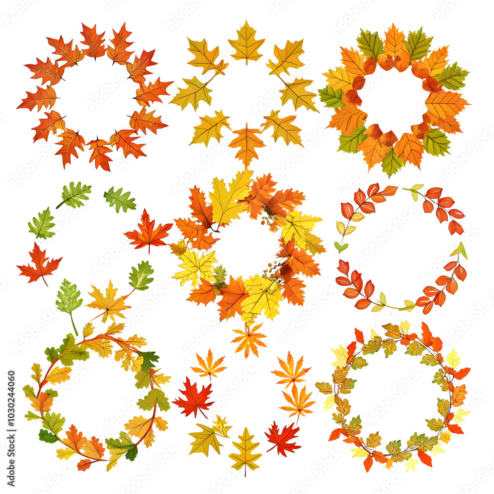 Autumn Wreath Illustration element , isolated on white background, element, png cut out Autumn Wreath Illustration element , isolated on white background, element, png cut out