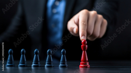 Business Strategy Concept With Red Chess Pawn

