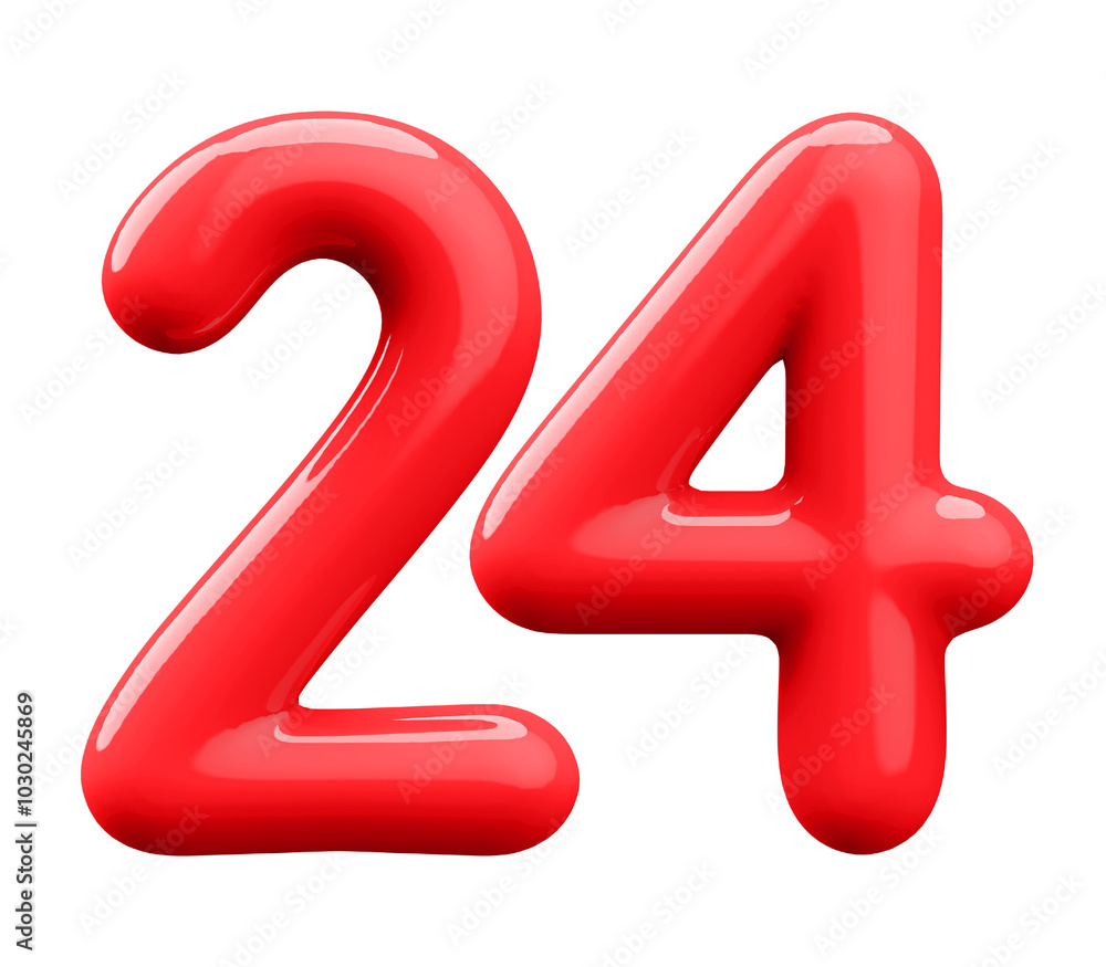 Red 3D Number 24
