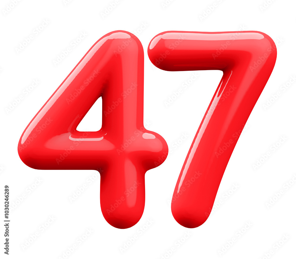 Red 3D Number 47 Red 3D Number 47
