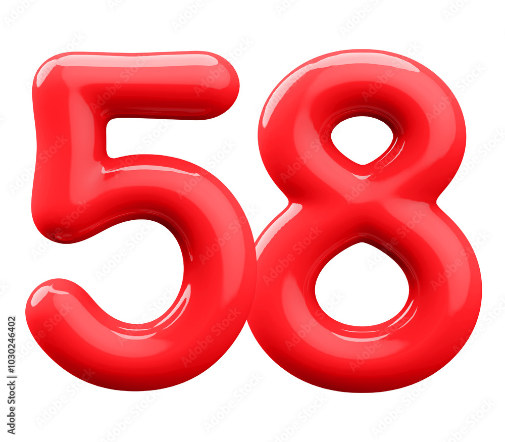 Red 3D Number 58 Red 3D Number 58