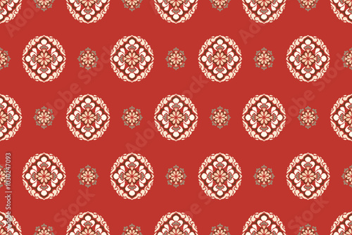 	
Motif African ethnic handmade beautiful Ikat art.African Ikat ethnic tribal, boho colors seamless wallpaper.Animal print on ethnic tropical pattern.Motifs African boho paisley Floral Ikat background