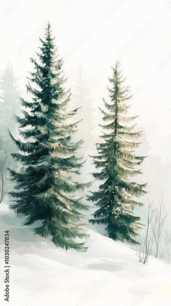 Obraz premium Whispering Pines, Evergreen trees