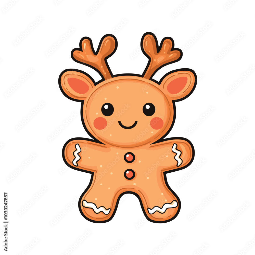 cute little christmas cookie in form of deer isolated vector illustration cute little christmas cookie in form of deer isolated vector illustration