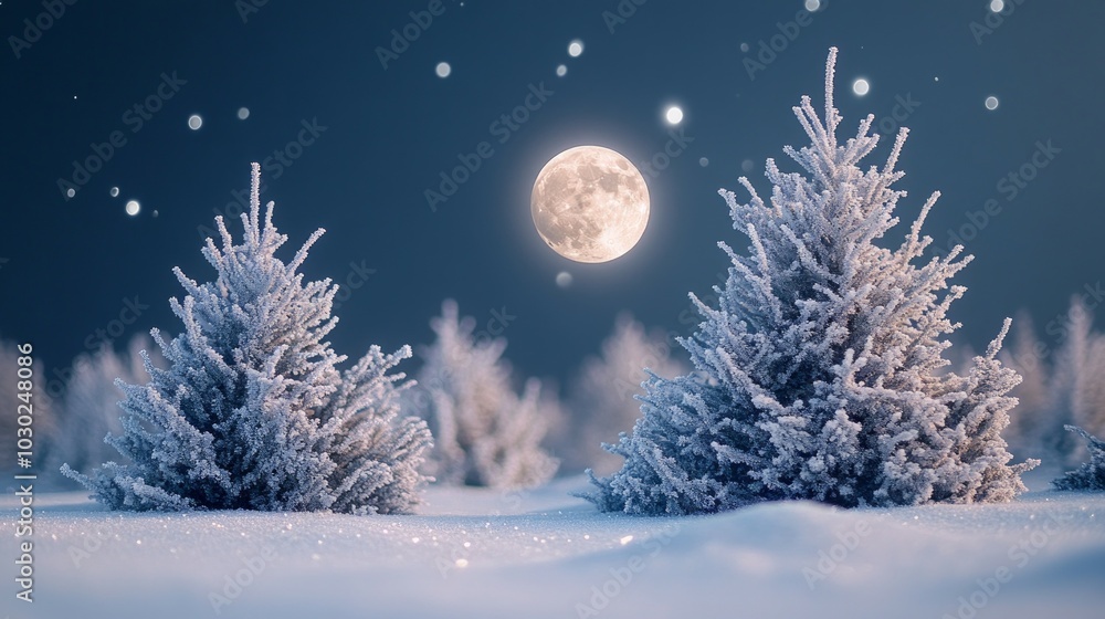 Moonlit Pines, Evergreen trees