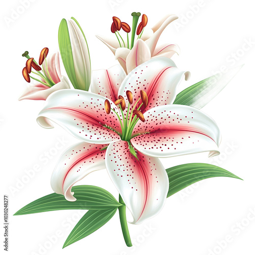 Elegant Stargazer Lily Flower on a White Background