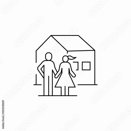 house with couple icon sign vector