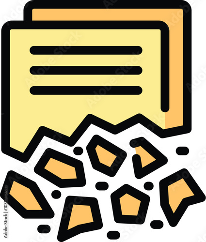 Paper document is crumbling into small pieces, symbolizing data loss or destruction