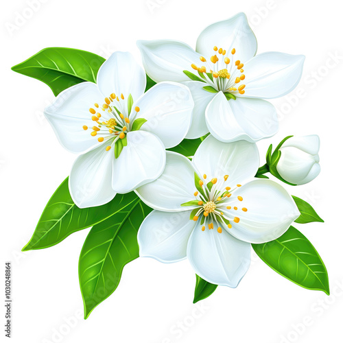 Beautiful Jasmine Flower Arrangement with Green Leaves