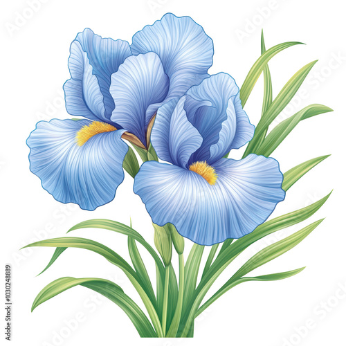 Elegant Blue Iris Flower Design with Ruffled Petals