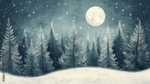 Moonlit Pines, Evergreen trees