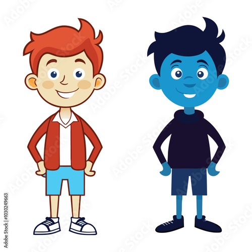 Funny boy in colour and silhouette