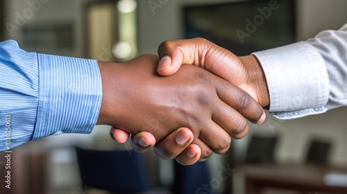 Close-up of two hands shaking in a handshake gesture