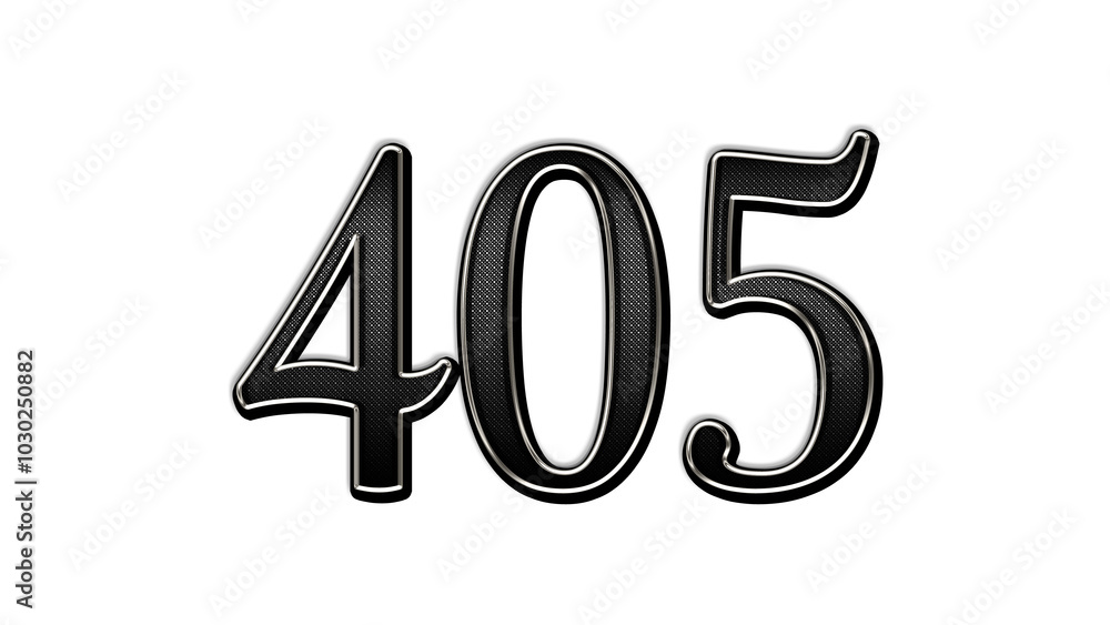 black metal 3d design of number 405 on white background. black metal 3d design of number 405 on white background.
