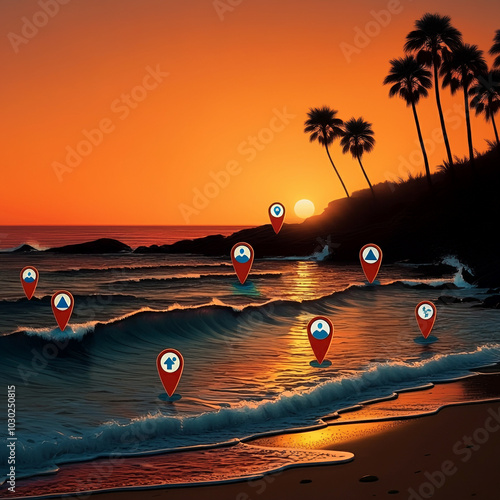 A sunset over a tropical be...
