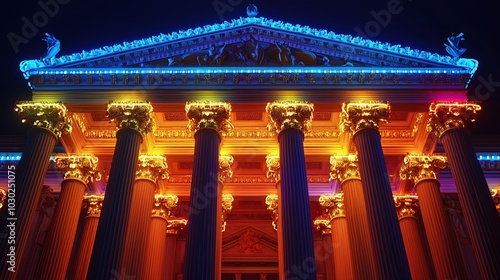 Neon Outline of Borghese Facade