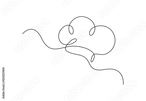 Chef hat in one continuous line drawing vector illustration