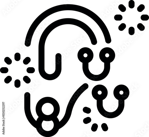 This icon represents the concept of tinnitus, often described as a ringing in the ears