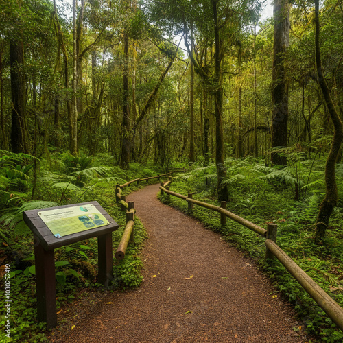 A quiet forest trail with g...