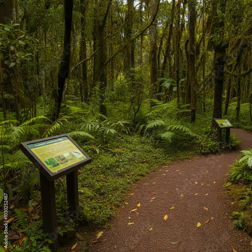 A quiet, scenic forest trai...