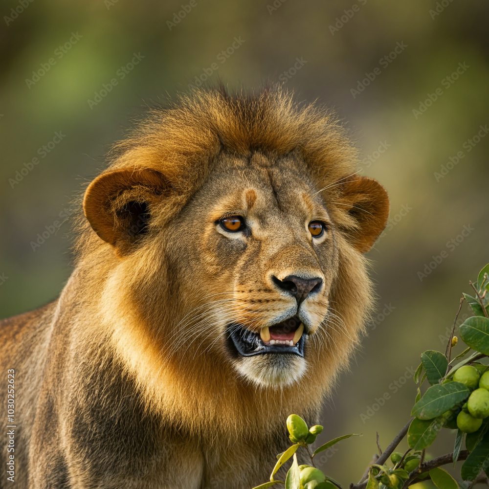 A majestic lion in the wild, captured in a natural setting, representing wildlife conservation or animal photography A majestic lion in the wild, captured in a natural setting, representing wildlife conservation or animal photography