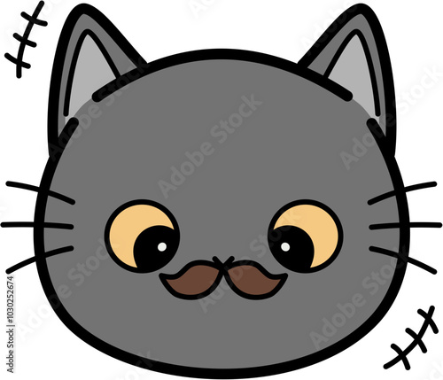 Cute gray cat With mustache