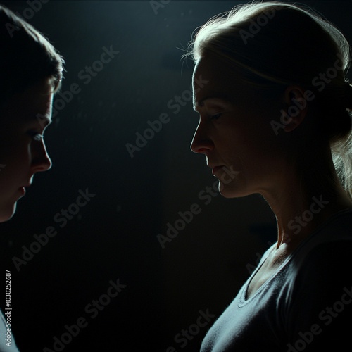 A shadowed, intimate image ...