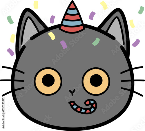 Cute gray cat celebrate
