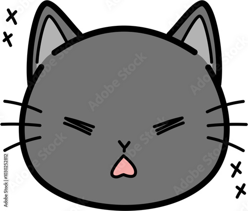Cute gray cat stunned