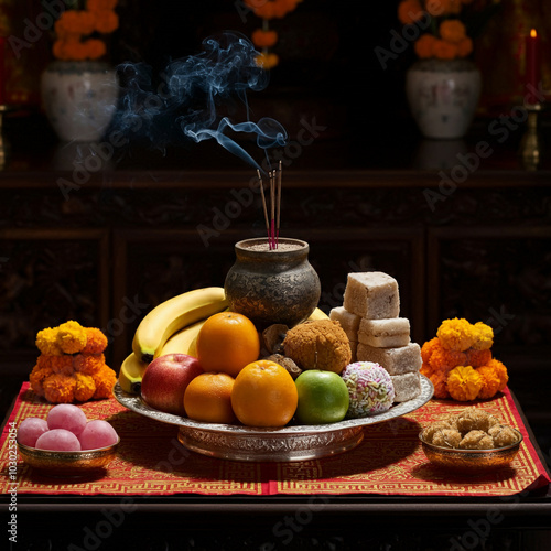 A traditional offering tabl...