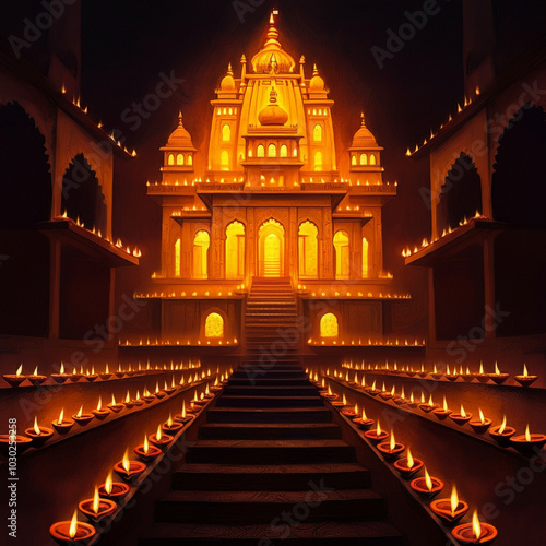 A beautifully lit temple, a...