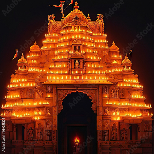 A grand temple facade adorn...