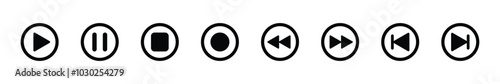 Video or music player icon design collection. Media player control icon