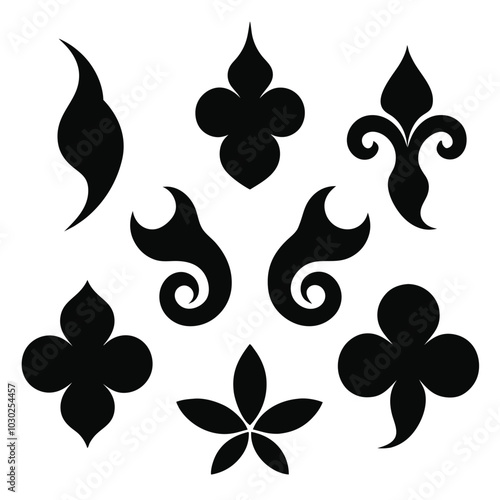 Set Of Flourish icons vector on white background