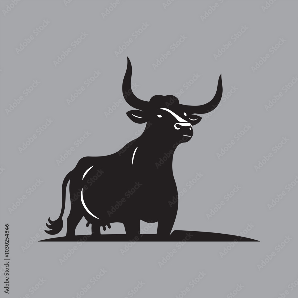 Cow silhouette vector Illustration in grey Background Cow silhouette vector Illustration in grey Background