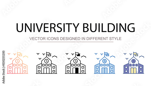 University Building icon design with white background stock illustration