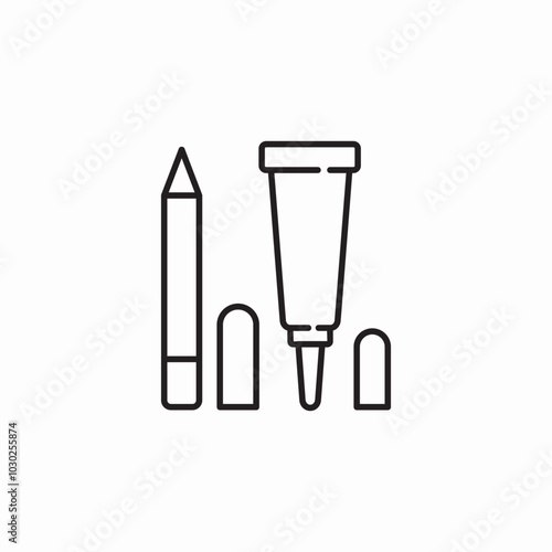 make up lip pen and cream icon sign vector