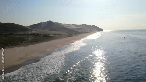 Wallpaper Mural Aerial drone footage of a large white sand dune and beach in the morning light, Oaxaca, Mexico Torontodigital.ca