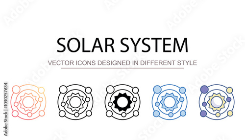 Solar System icon design with white background stock illustration