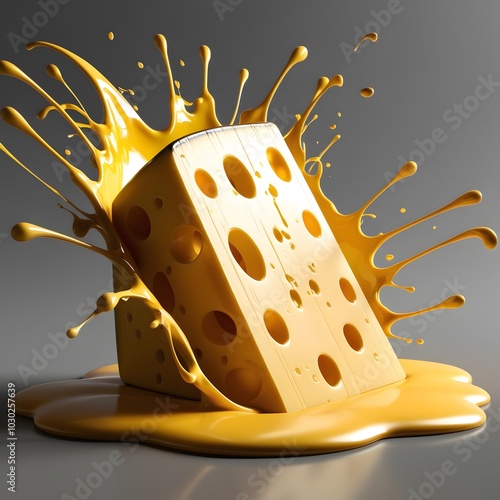 A splash of yellow liquid cheese  photo