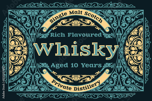 Scotch whisky - ornate vintage decorative label