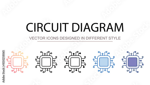 Circuit Diagram icon design with white background stock illustration