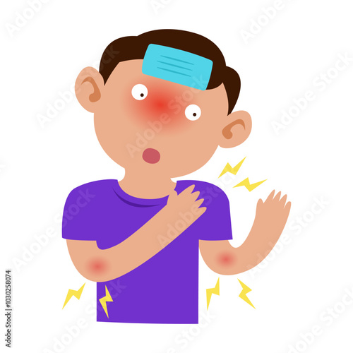 boy cold. influenza virus infection disease symptoms concept