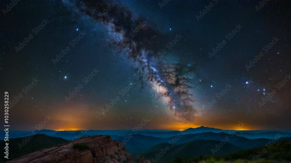Milky Way galaxy over mountains at night
Milky Way galaxy over mountains at night